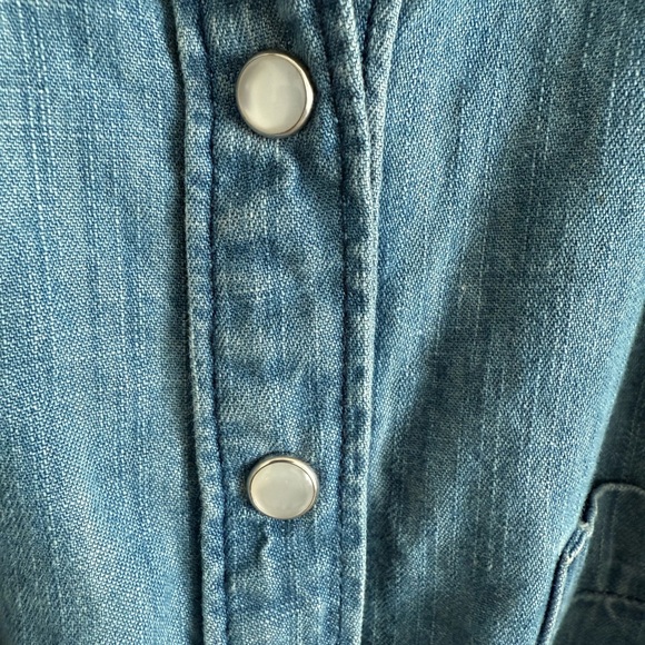 Pilcro Blue Denim Button Down Shirt with Silver Embellishments - Picture 4 of 6